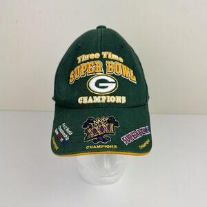 Vintage Green Bay Packers Three Time Super Bowl Champions Reebok Hat Cap NFL